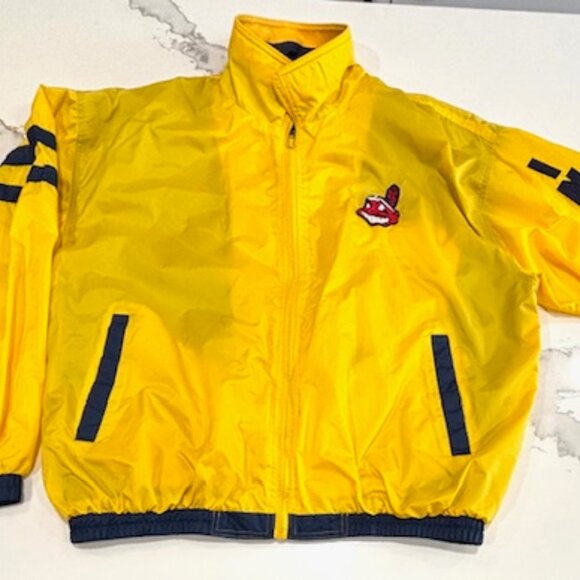 VTG 90s Cleveland Indians Chief Wahoo Pro Player Windbreaker Jacket XL MLB Rare - Picture 1 of 13